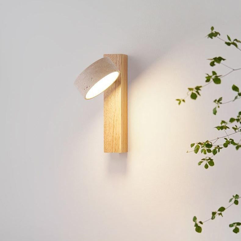 Travertine and Wood Wall Light