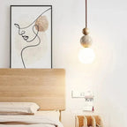 Travertine Pendant Light – stone and wood accent, minimalist matte finish