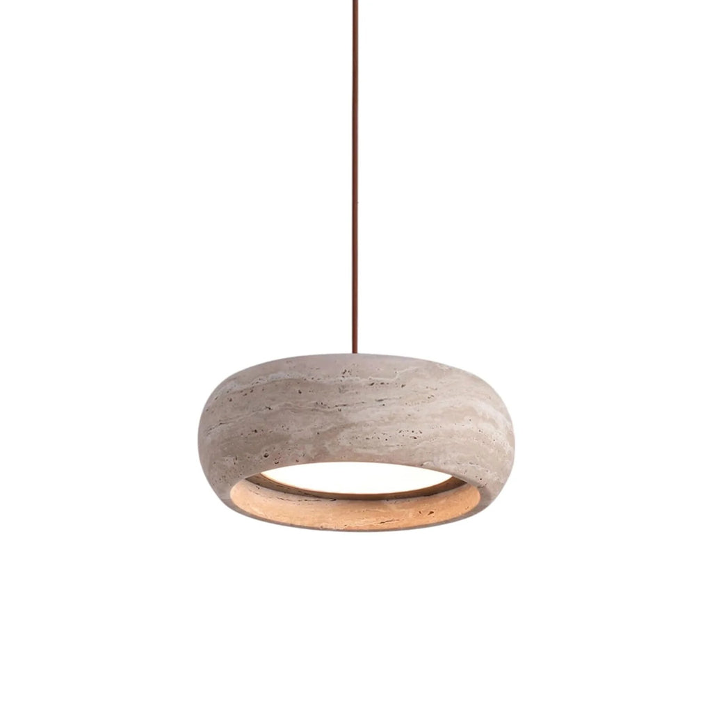 Travertine Pendant Light – stone finish, adjustable dimming