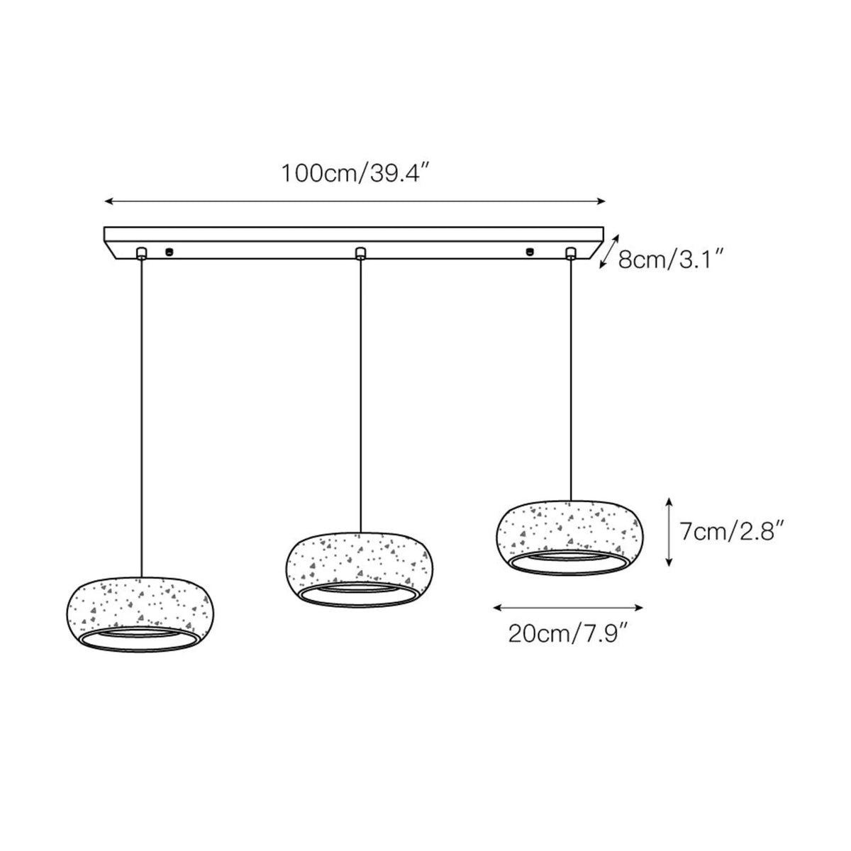 Travertine Pendant Light – stone finish, adjustable dimming
