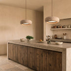 Travertine Pendant Light – stone finish, adjustable dimming