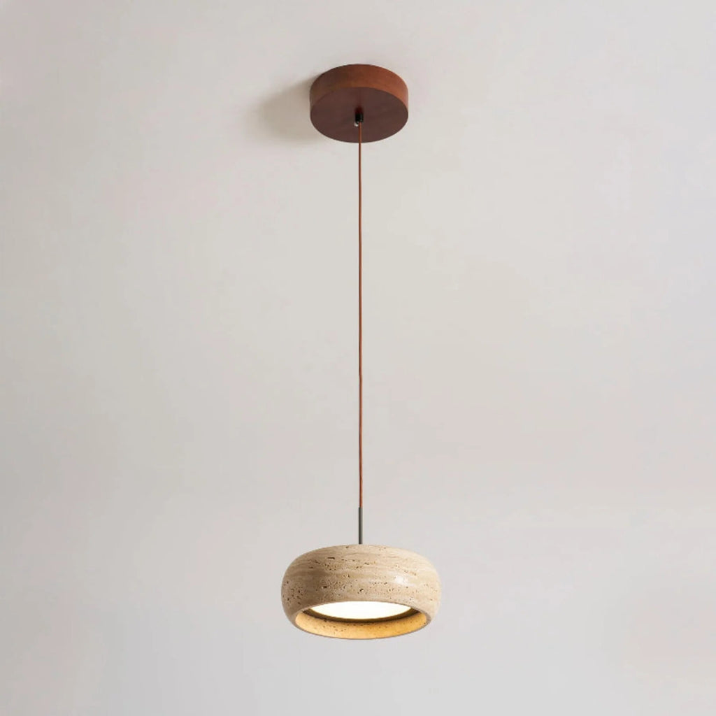 Travertine Pendant Light – stone finish, adjustable dimming