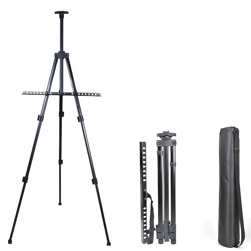 Tripod Easel – adjustable height, canvas clamp, carrying bag