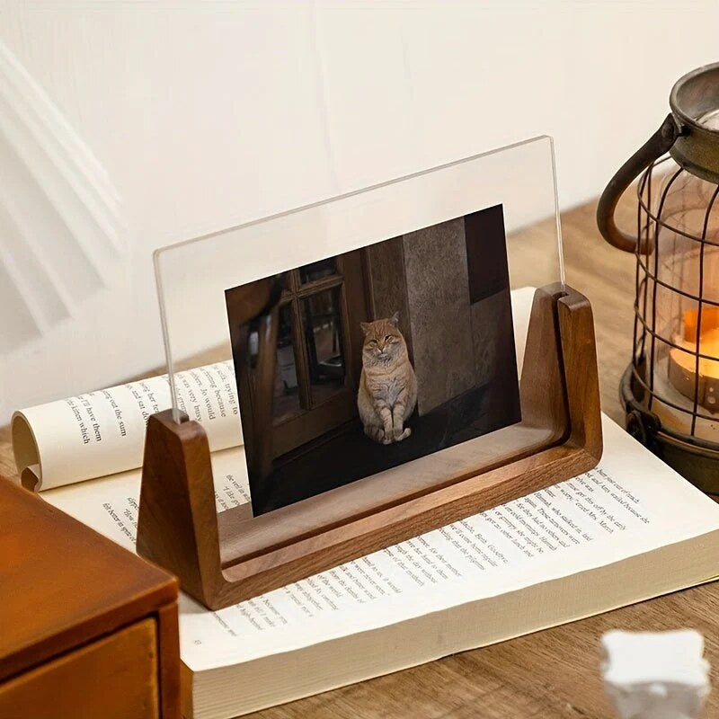 U-Shaped Photo Frame – acrylic and wood, minimalist design