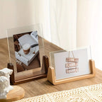 U-Shaped Photo Frame – acrylic and wood, minimalist design