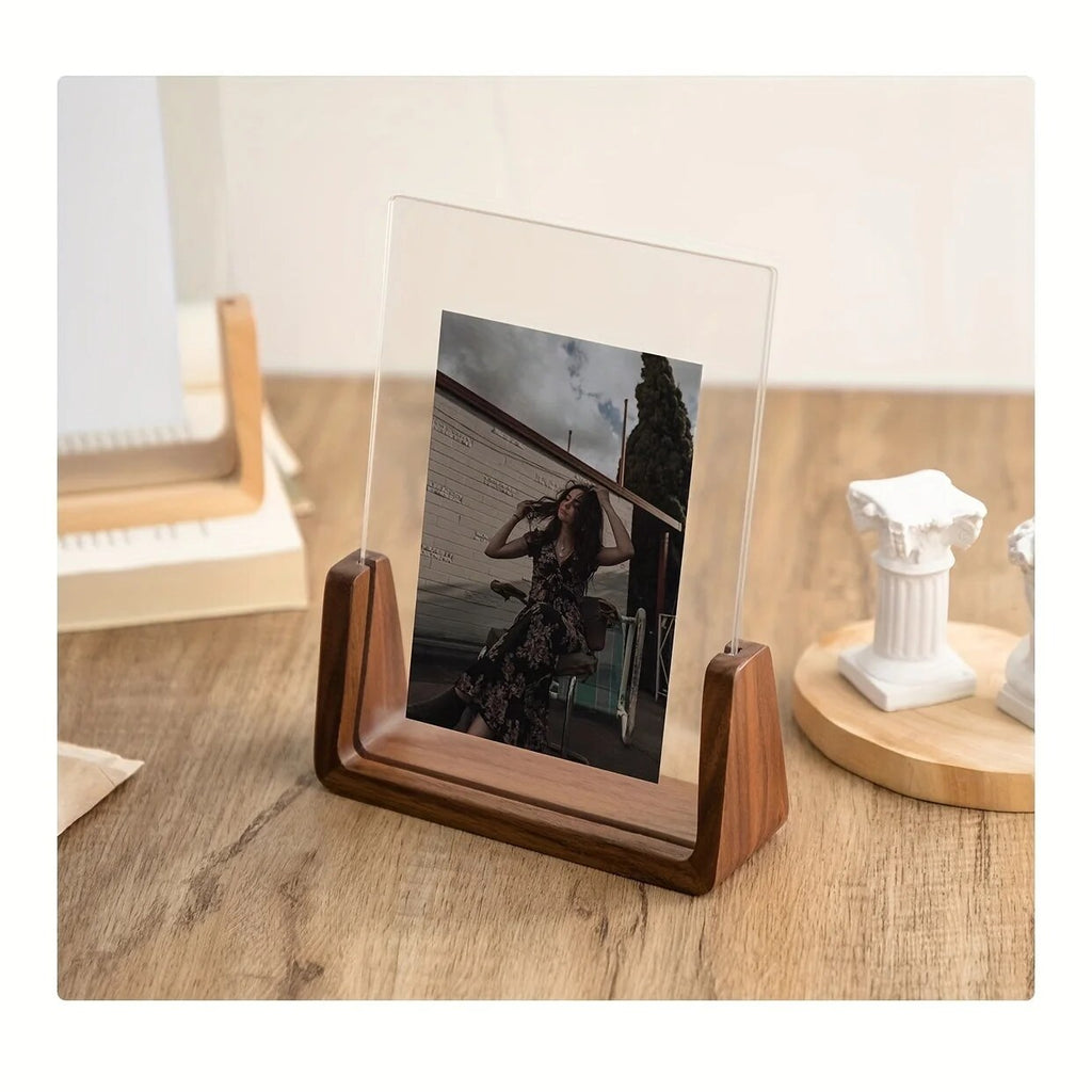 U-Shaped Photo Frame – acrylic and wood, minimalist design