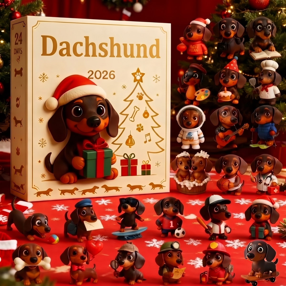 Dachshund Advent Calendar – 24 acrylic hanging ornaments