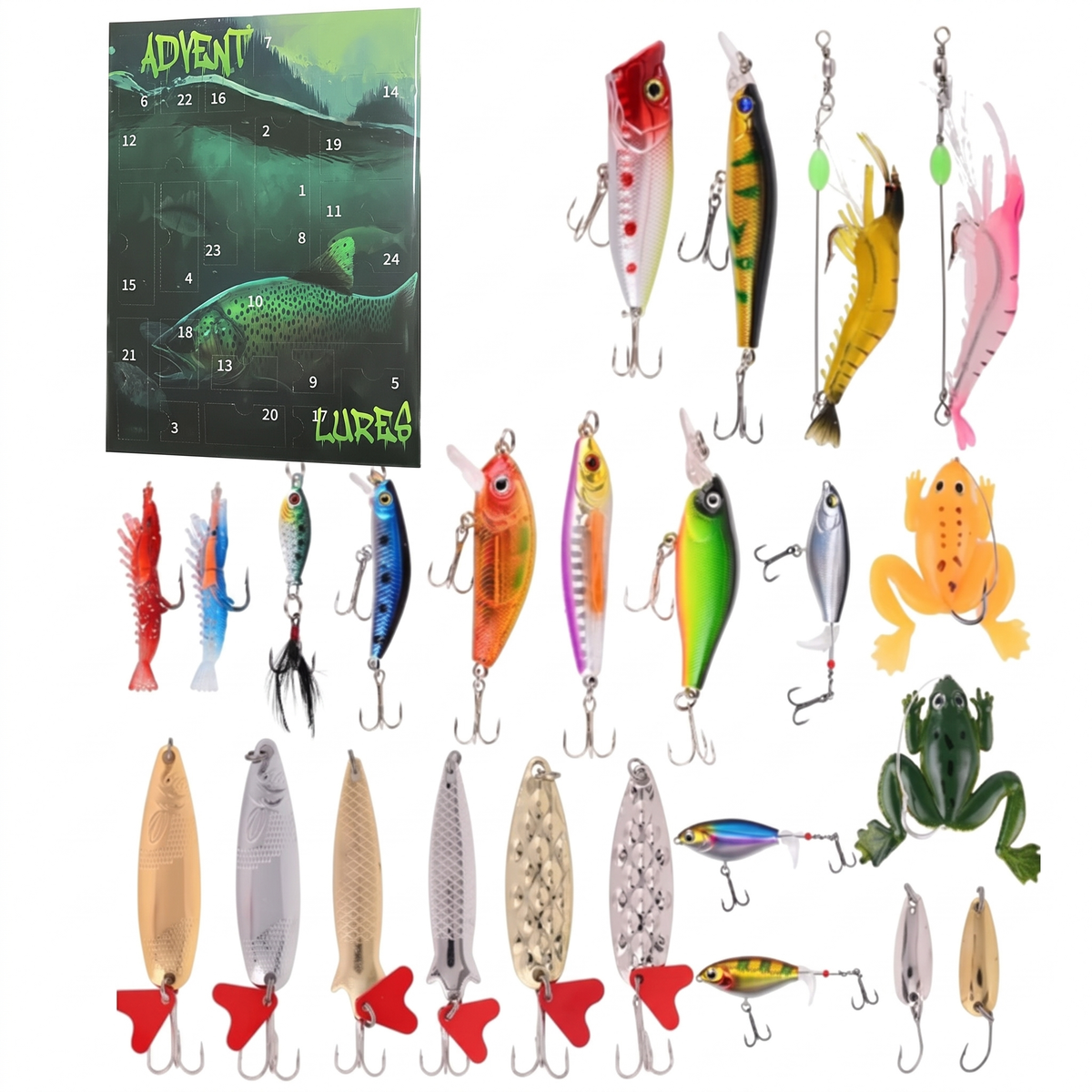 Fishing Advent Calendar – 24 lures, spinners and soft baits