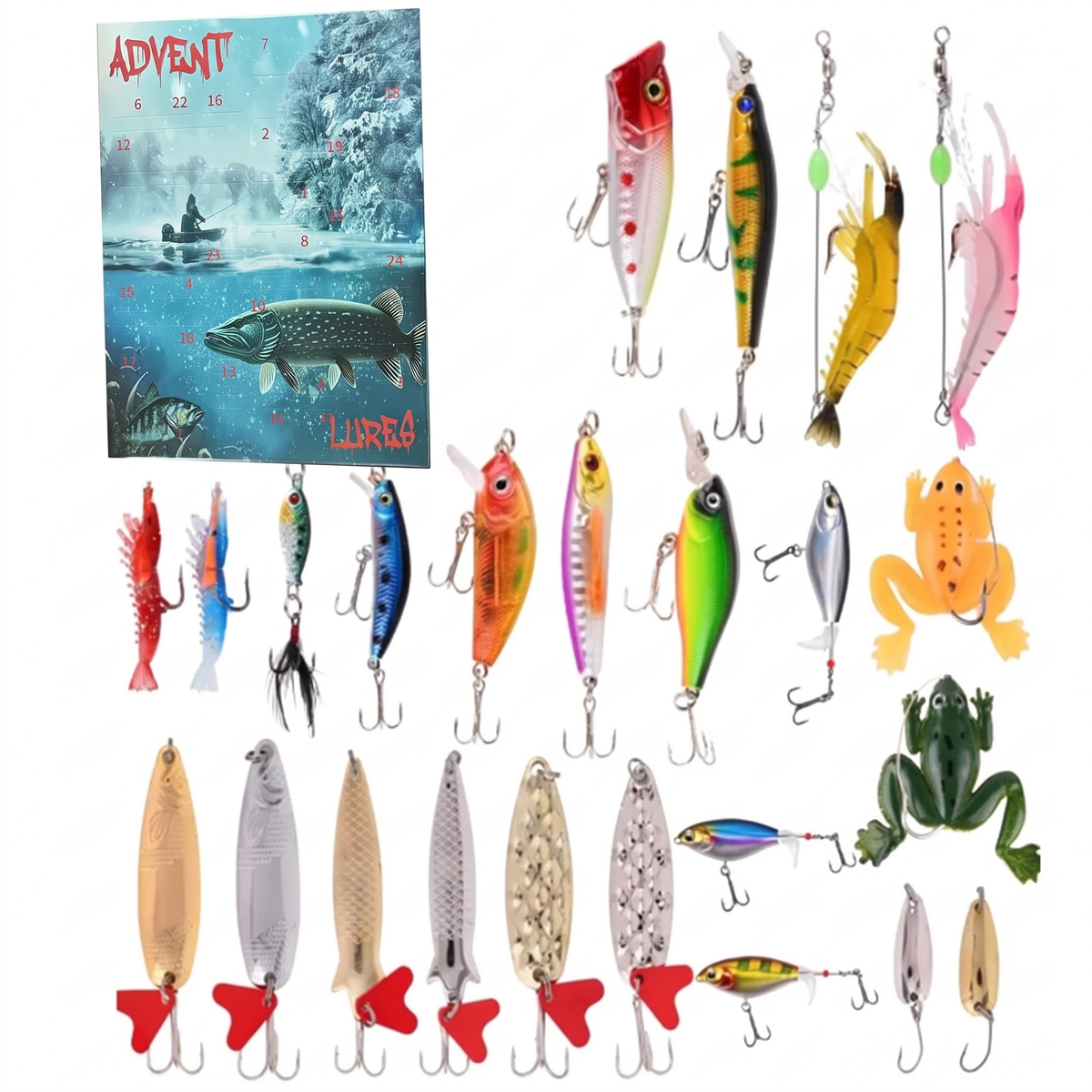 Fishing Advent Calendar – 24 lures, spinners and soft baits