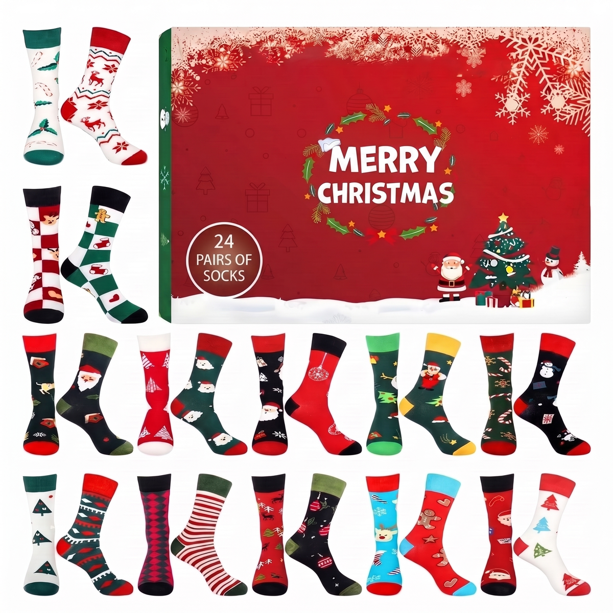 Christmas Socks Advent Calendar – 24 pairs in festive patterns