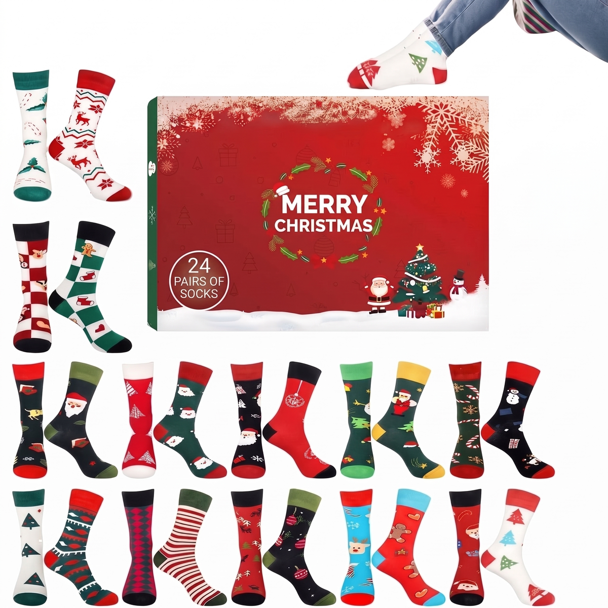 Christmas Socks Advent Calendar – 24 pairs in festive patterns