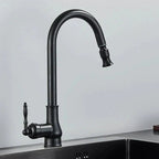 Vintage Kitchen Mixer Tap – brass, pull-out spray, traditional lever