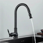 Vintage Kitchen Mixer Tap – brass, pull-out spray, traditional lever