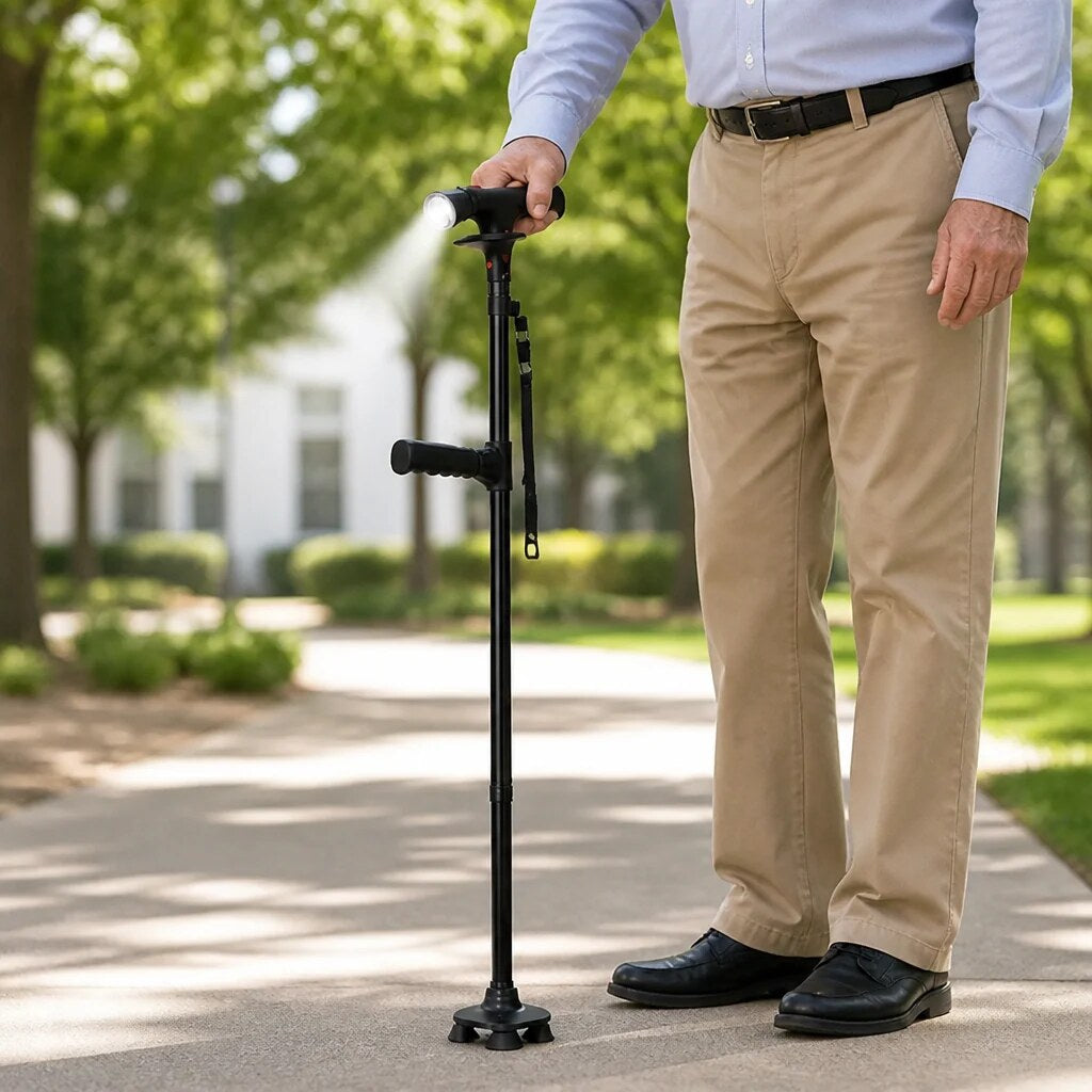 Walking Frame – four-point support, LED light, foldable