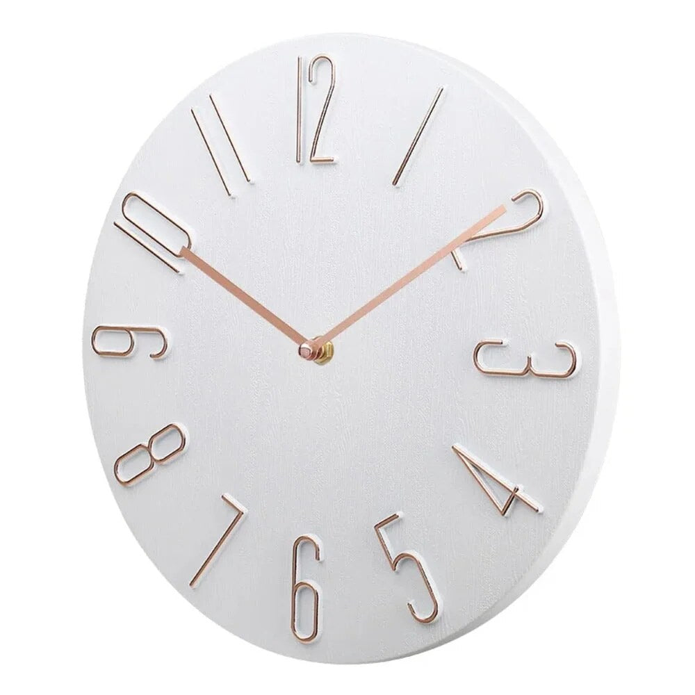 Wall Clock – silent movement, minimalist, raised numerals