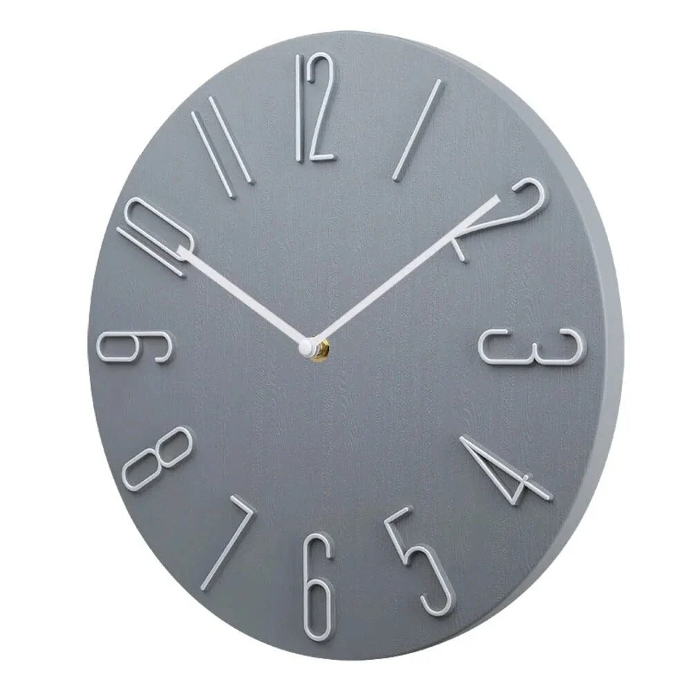 Wall Clock – silent movement, minimalist, raised numerals