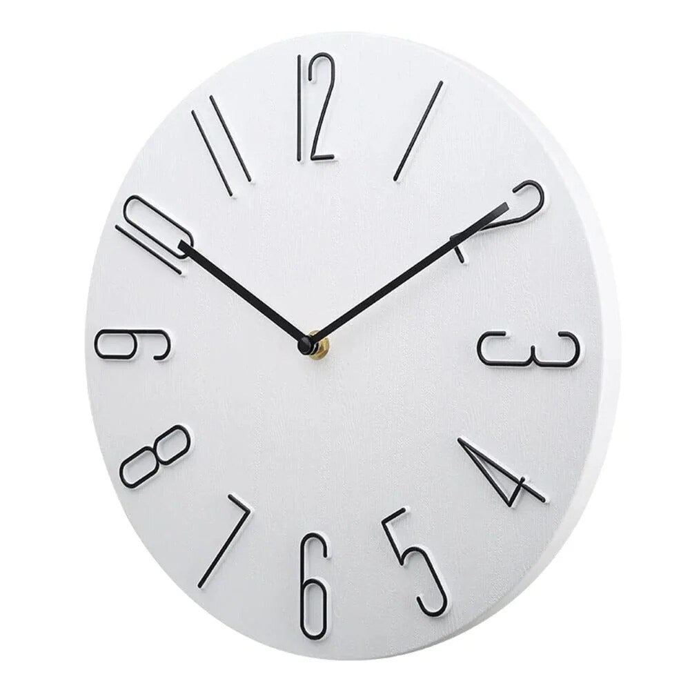 Wall Clock – silent movement, minimalist, raised numerals