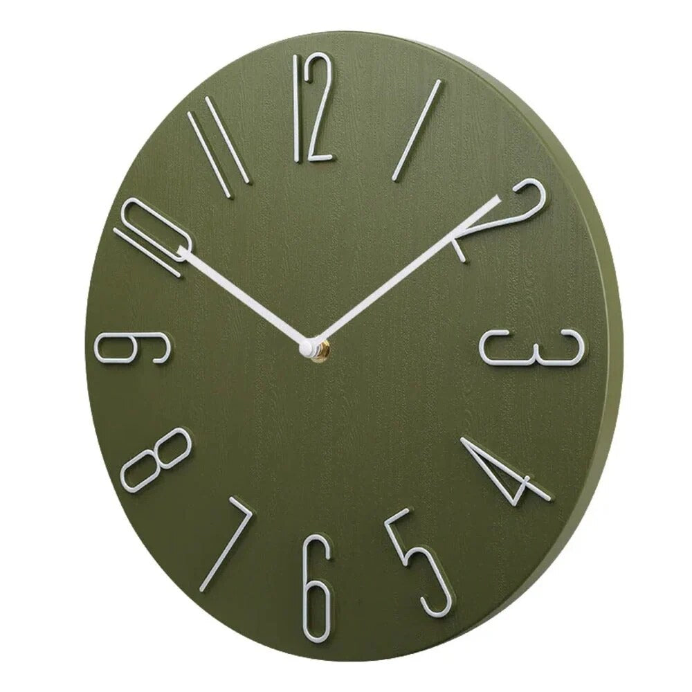 Wall Clock – silent movement, minimalist, raised numerals