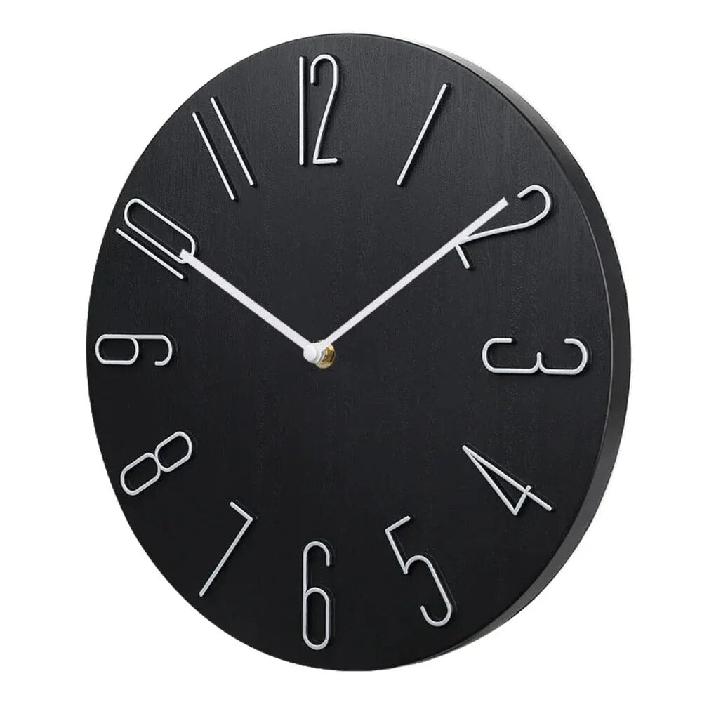Wall Clock – silent movement, minimalist, raised numerals