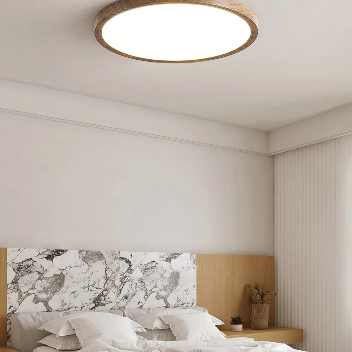 Walnut Wood Ceiling Light – minimalist flush mount design