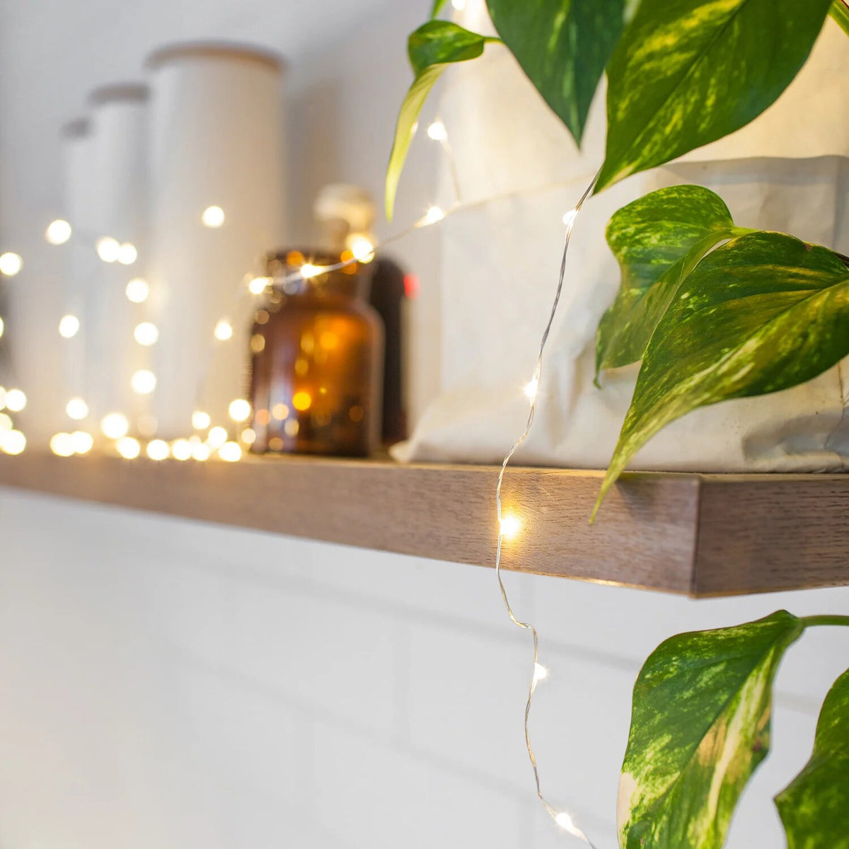 Warm White Micro LED Fairy Lights – flexible silver wire, 100 lights