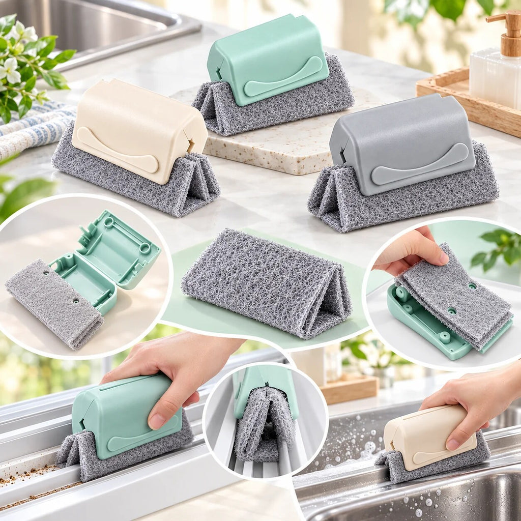 Window Cleaning Brush – removable scouring pad, narrow spaces