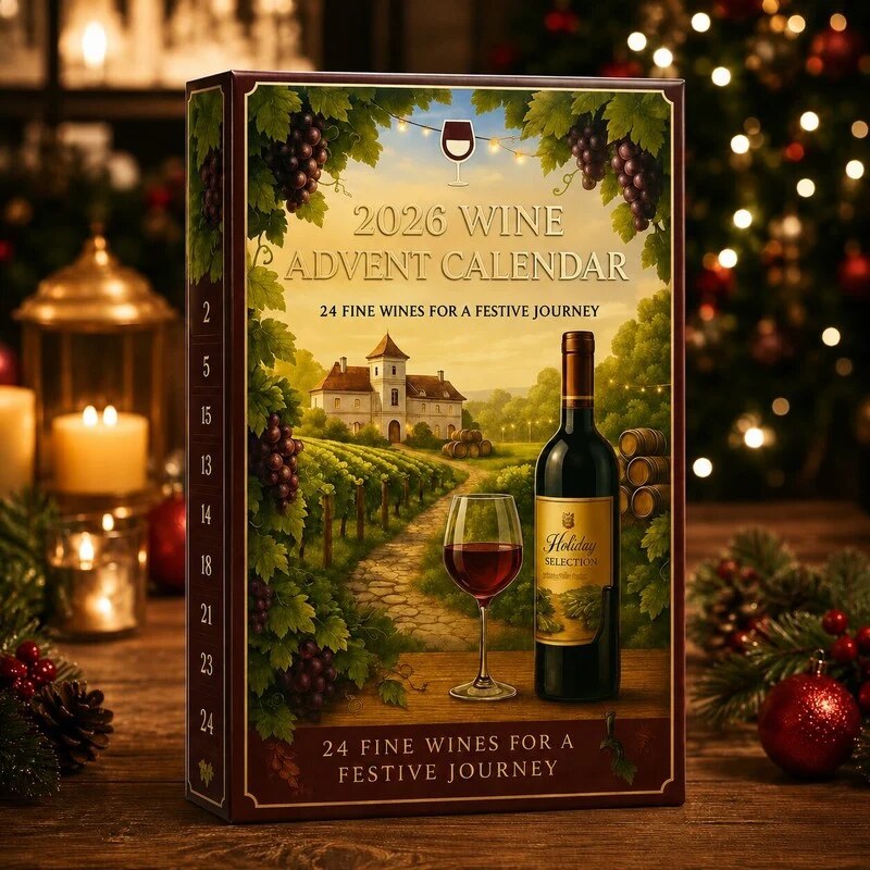 Wine Advent Calendar – 24 door countdown, vineyard design