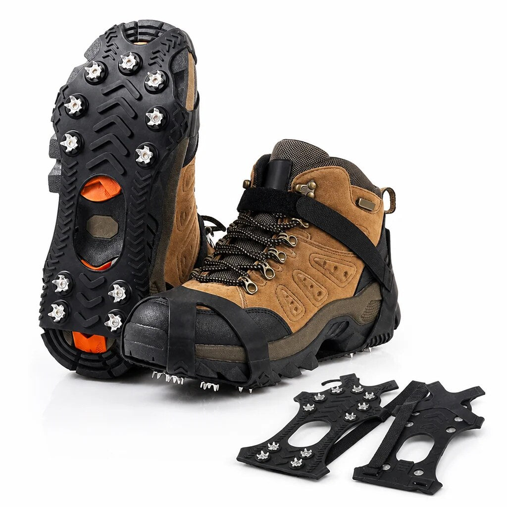 Winter Crampons – stainless steel spikes, elastomer base, adjustable