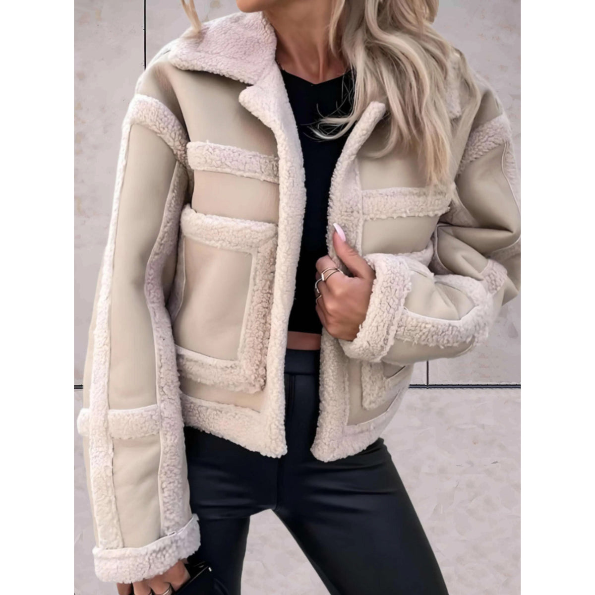 Women's Aviator Jacket – faux shearling trim, notch collar