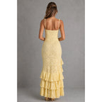 Women's Lace Maxi Dress – evening wear, high split, adjustable straps