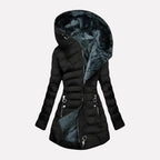 Women's Quilted Coat with Hood – zip front, side pockets, layered wear