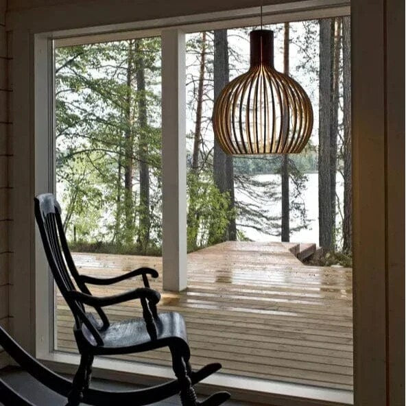 Wood Pendant Light – adjustable height and direction, vintage inspired, LED