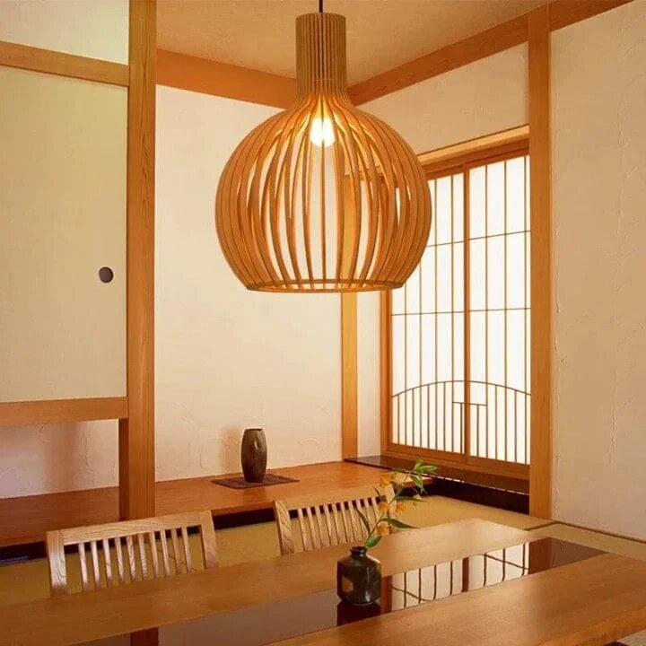 Wood Pendant Light – adjustable height and direction, vintage inspired, LED
