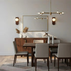 Wood Wall Light – opal globe diffuser, warm light, curved backplate