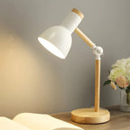 Wooden and metal task lamp – adjustable shade, desk and bedside
