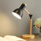 Wooden and metal task lamp – adjustable shade, desk and bedside