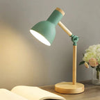 Wooden and metal task lamp – adjustable shade, desk and bedside