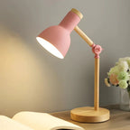 Wooden and metal task lamp – adjustable shade, desk and bedside