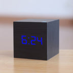 Wooden Cube Alarm Clock