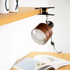 Wooden Reading Light – clip-on clamp mount, adjustable head