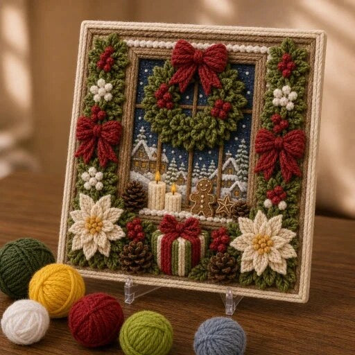 Yarn Art Kit – textured Christmas designs, no-sew crafting