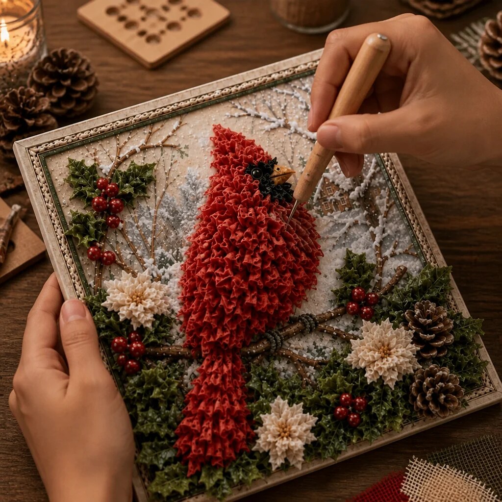 Yarn Art Kit – textured Christmas designs, no-sew crafting