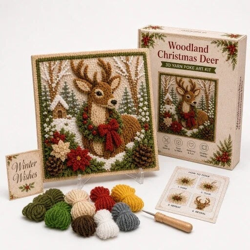 Yarn Art Kit – textured Christmas designs, no-sew crafting