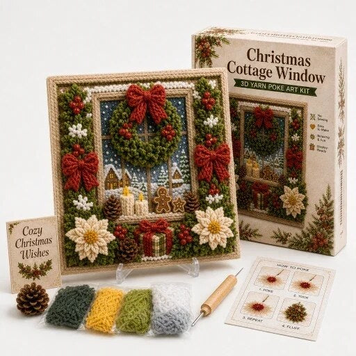 Yarn Art Kit – textured Christmas designs, no-sew crafting